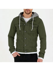 Leisure Hooded Pure Color Men's Jacket