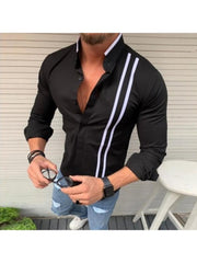 Contrast Color Stand Collar Shirts For Men