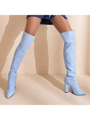 Spring Chunky Solid Over The Knee High Boots