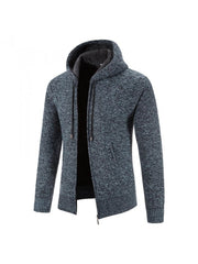Pure Color Casual Hooded Men's Fleece Sweater Coats