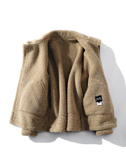 PU Patchwork Plush Men Fur Jacket