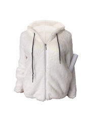 Simple Design Solid Hooded Collar Faux Fur  Coats