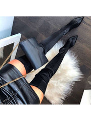 Fall Black Solid Over The Knee Stiletto  Boots