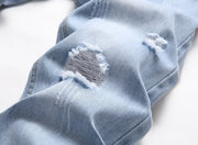 Blue Fashion Versatile Pure Color Men's Denim Jeans