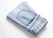 Blue Fashion Versatile Pure Color Men's Denim Jeans