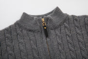 2022 Pure Color Zipper Knitting Men's Sweater