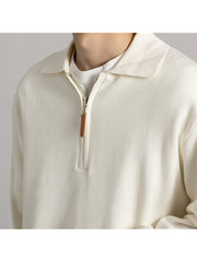 2022 Pure Color Zipper Long Sleeve Men's Sweater