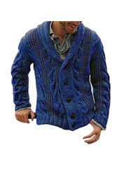 Pure Color Men's Lapel Knitwear Cardigan