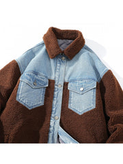 Winter New Casual Denim Patchwork Men's Jacket
