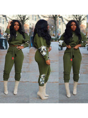 Camouflage  Patchwork Workout Matching Two Piece Pant Sets