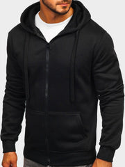 Fall Pure Color Hooded Zipper Men's Sweater