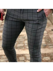 Fashion Plaid Pockets Long Pants For Men