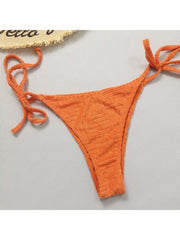 Sexy Halter Backless Sleeveless Orange Bikini Swimsuit