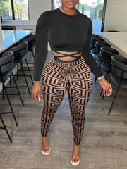 Sexy Plus Size Long Sleeve Two-Piece Pants Set