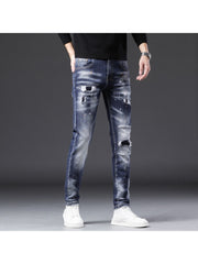 Street Fashion Blue Ripped Denim Jeans For Men