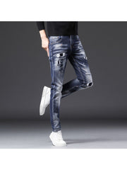 Street Fashion Blue Ripped Denim Jeans For Men
