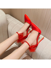 Women's Banquet Gauze Bow Pointed Toe Heels