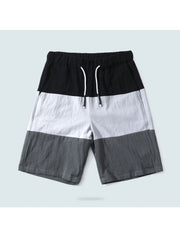 Men Beach Casual Running  Colorblock Drawstring  Short Pants