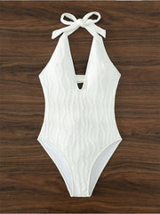 Sexy Halter Backless White One-pieces Swimsuit