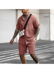 Casual Comfortable Pure Color Short Suits For Men