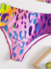 Leopard  Halter Long Sleeve  2 Piece Bikini Sets