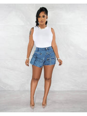 Women's Street Denim Multi-pocket Shorts