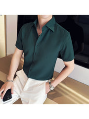 Casual Summer Plain Short Sleeve Men Shirt Tops
