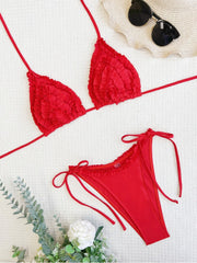 Tie Wrap   Women's  Sexy Red Bikini Sets