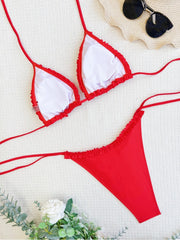 Tie Wrap   Women's  Sexy Red Bikini Sets