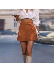 Sexy PU Pure Color Slim Skirts