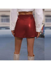 Sexy PU Pure Color Slim Skirts