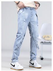 Men's Light Blue Straight Leg Denim Jeans