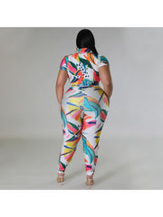 Women's Casual Printing Plus Size Trouser Suit