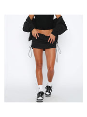 Pure Color Ruched Sports Skirts