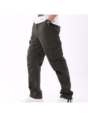 Casual Pure Color Multi-pockets Men's Long Pants