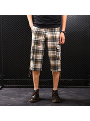 Summer Casual Plaid Multi-Pocket Men's Short Pants