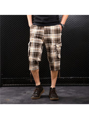 Summer Casual Plaid Multi-Pocket Men's Short Pants