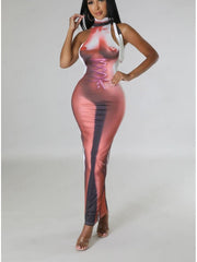 Sexy Printed Sleeveless Bodycon Maxi Dress