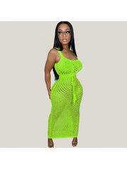 Hollowed-out Slim Crochet Sleeveless Dress