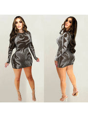 Women's Sexy Hot Drilling Solid  Dress