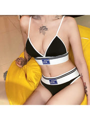 Sexy Colorblock Rib Bikini Sets