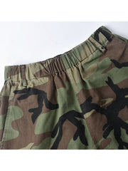 Women's Casual Letter Patch Camouflage Shorts