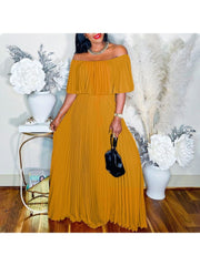 Women's Casual Pleated Pure Color Dress