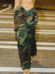 Grreen Camouflage Printing Long Pants