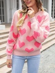 Fall Heart Barbie Pink Long Sleeve Pullover Top