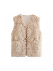 Fall Casual Faux Fur Sleeveless Vest Top