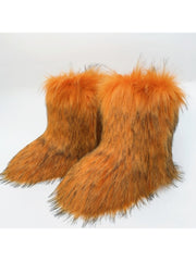 Plush Y2K Mid-calf Gradient Color Furry Boots