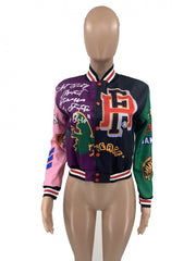 Fall Fashion Striped Printing Baseball Jackets