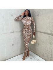 See Through Empire Waist Fitted Long Sleeve Dresses