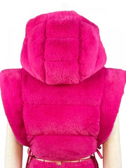 Solid Color Hooded Fur Jackets